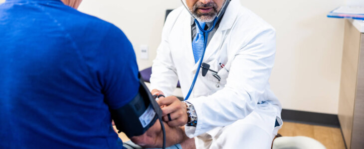 A senior man at his examination at the doctors office